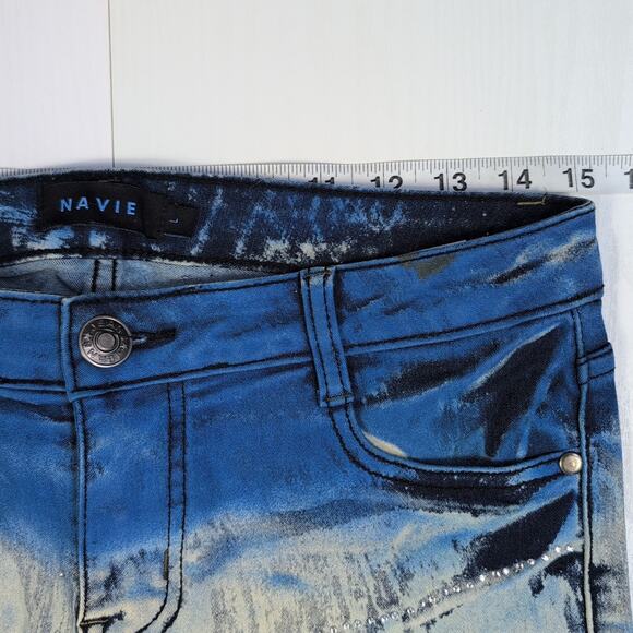 Navie Womens Splatter Studded Skinny Straight Leg Jeans 26 X 30 Stretch L - Picture 8 of 14